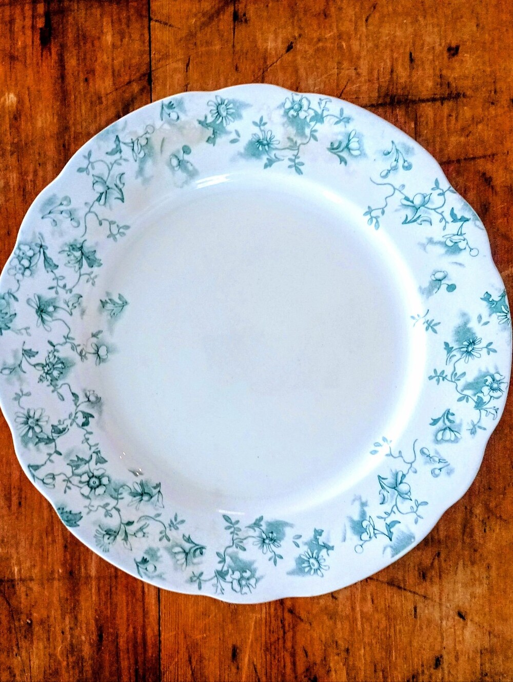Vintage Rigeways England Green Floral Ceramic Dinner Plate